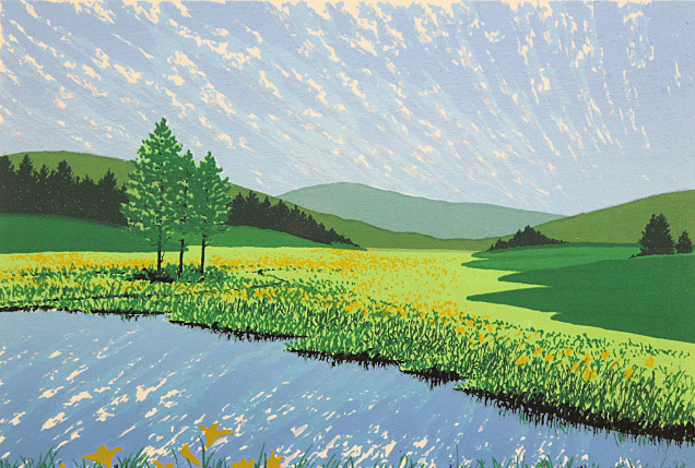 ■★小暮真望 【夏の大江湿原】 St.Pauls Gallery取扱い 1993年 シルクスクリーン 直筆サイン エディション有り