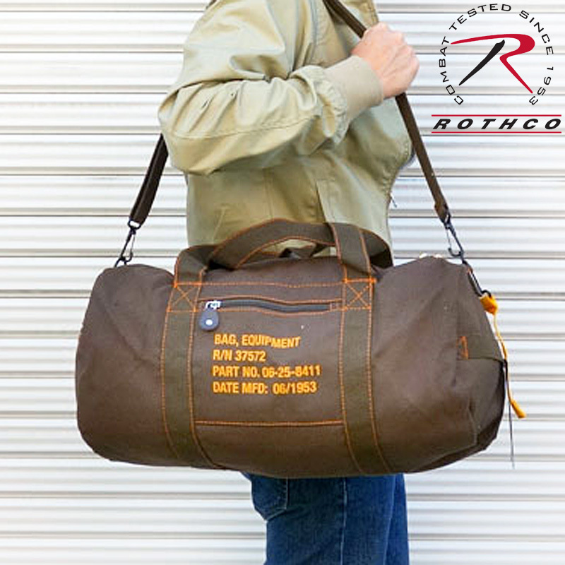 ボストンバッグ ドラムバッグ メンズ 2WAY ショルダー ROTHCO ロスコ オレンジプリント ブラウン