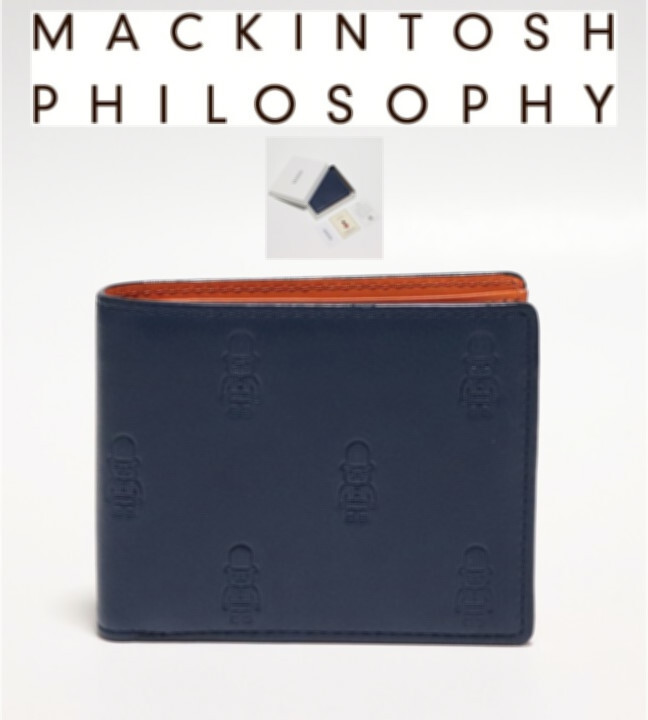 新品箱付き【マッキントッシュフィロソフィー】バッキンガムベア型押し 二つ折り財布 紺 v7815 プレゼントにも最適