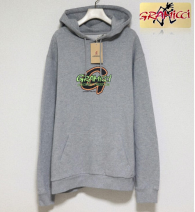 新品タグ付き【GRAMICCI グラミチ】PEAK HOODED プルオーバー パーカー 灰 L v7810