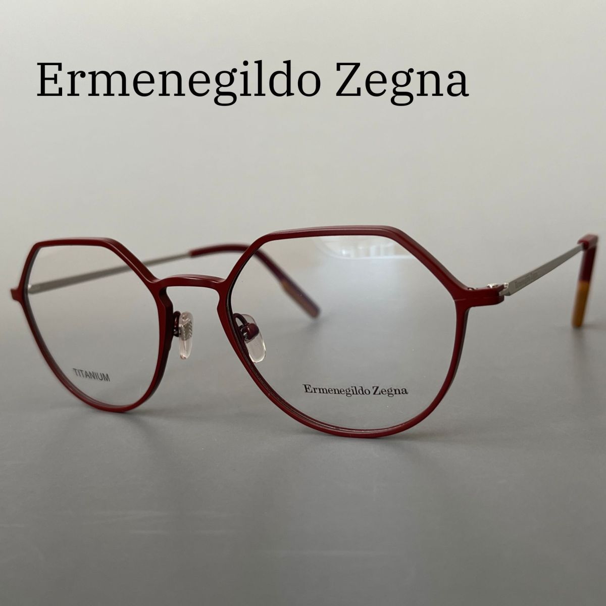 Ermenegildo Zegna メガネ エルメネジルドゼニア メンズ 新品 マット レッド 赤 ラウンド イタリア製 チタン 度入り 眼鏡 スタイリッシュ