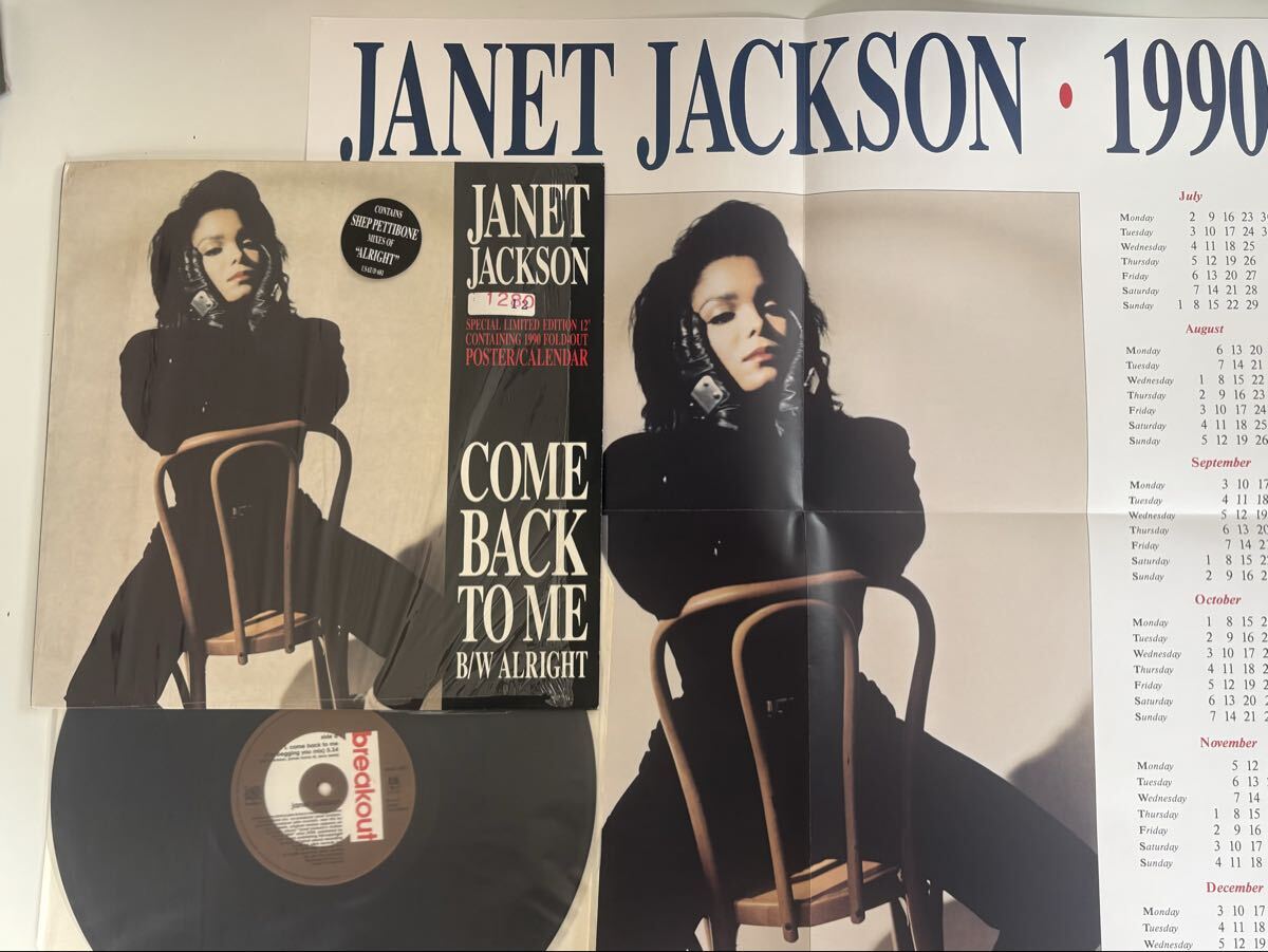 【シュリンク付美品/'90美品カレンダー付】JANET JACKSON / COME BACK TO ME(Mix)/ALRIGHT(House Mix/Dub)'12 A&M UK USAD681 ジャネット