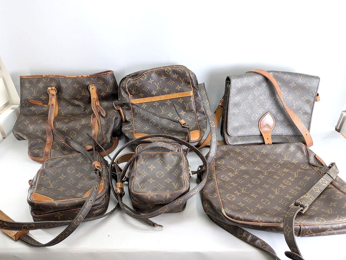 ジャンク LOUIS VUITTON ルイヴィトン モノグラム バッグ6点まとめて 旧アマゾン ダヌーブ 等 破損・欠損・ベタつき[03-7160