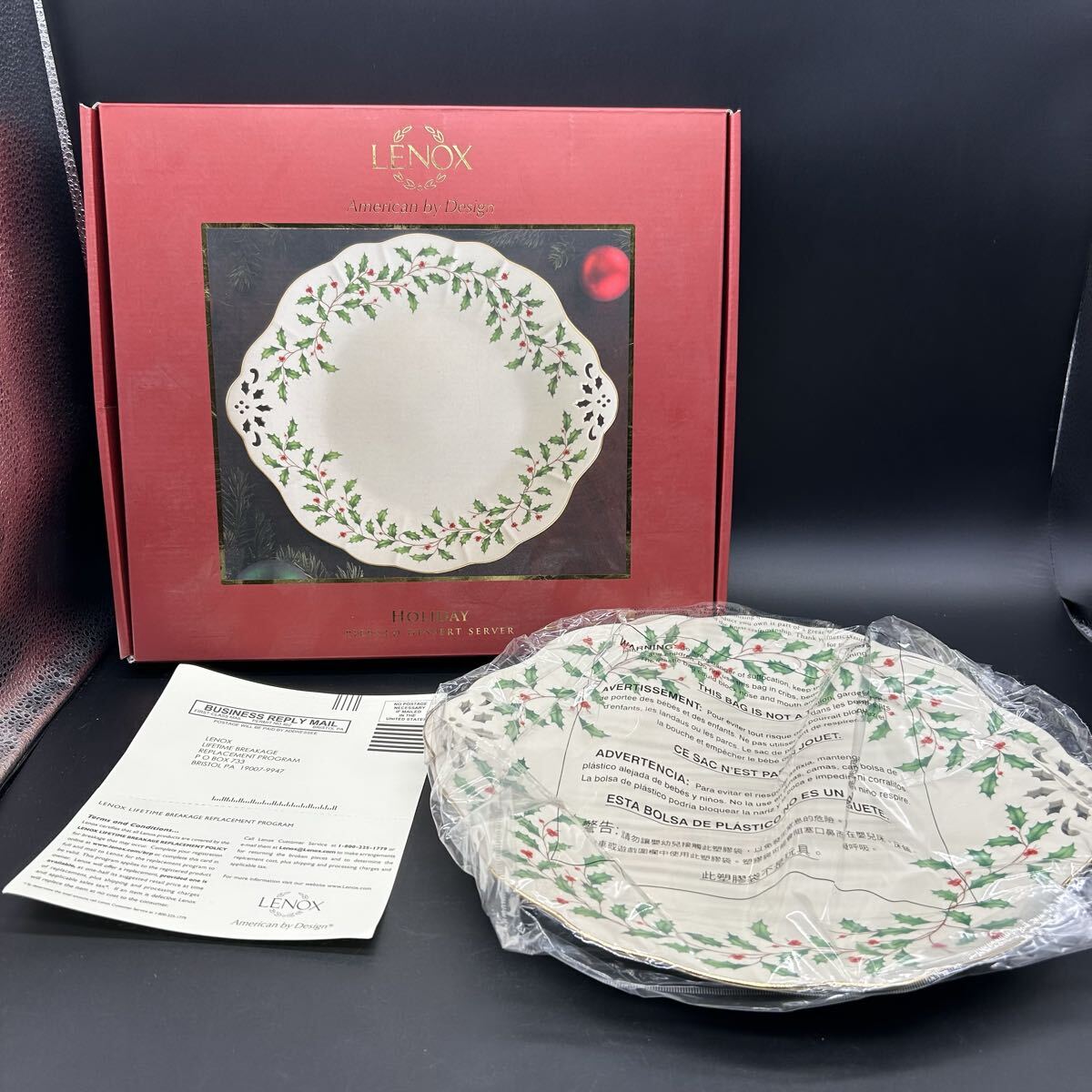 Lenox レノックス Holiday ホリデートレイ プレート 大皿 皿 陶器 フ30