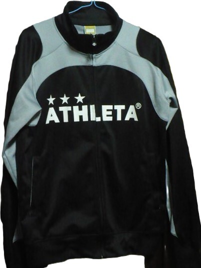 アスレタ(ATHLETA S.A)製フルジップジャケット(ジャージ上)のみ　Ｍ　黒×グレー