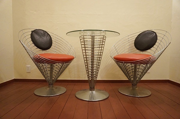 希少 名作☆ Verner Panton ワイヤーコーンチェア ワイヤーコーンテーブル ヴィンテージ ポストモダン スペースエイジ ミッドセンチュリー