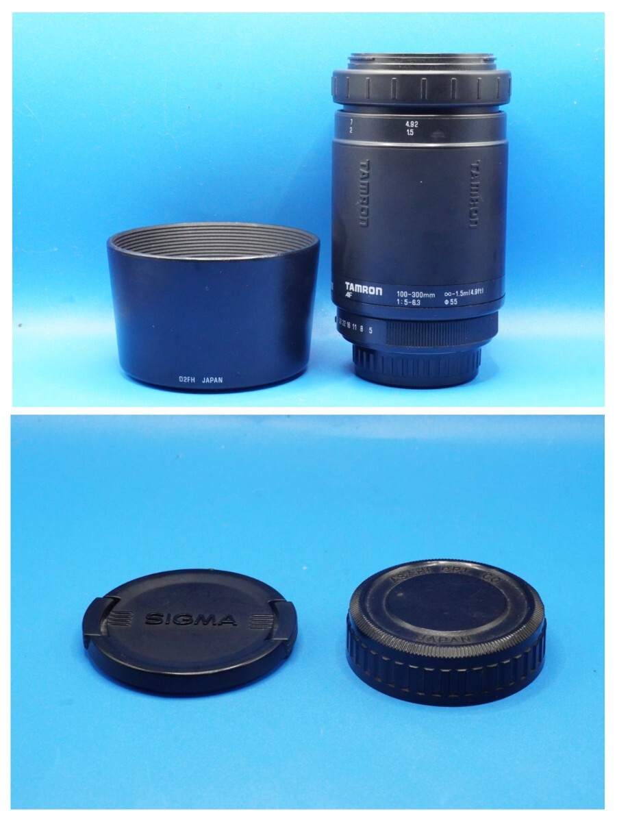 タムロン TAMRON オートフォーカスレンズ AF 100-300mm F5-6.3 ペンタックスKマウント用 動作確認済品 前後キャップ,フード付属