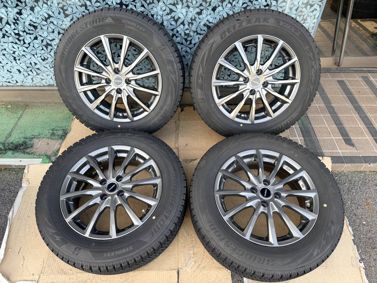 BS BALMINUM 16インチ 6J +40 PCD100 4穴/BS ブリザック VRX2 195/65R16 2022年製 4本セット #637-1