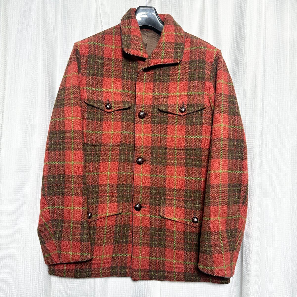 □/Harris Tweed/ハリスツイード/ワンサイズ/メンズ/コート/アウター/レッド×チェック/赤/襟付/冬物/ヘリンボーン/