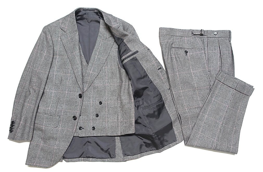 19AW 定価17.6万 極美品 Brilla per il gusto ブリッラ DORMEUIL グレンプレイド チェック スリーピーススーツ セットアップ メンズ 44