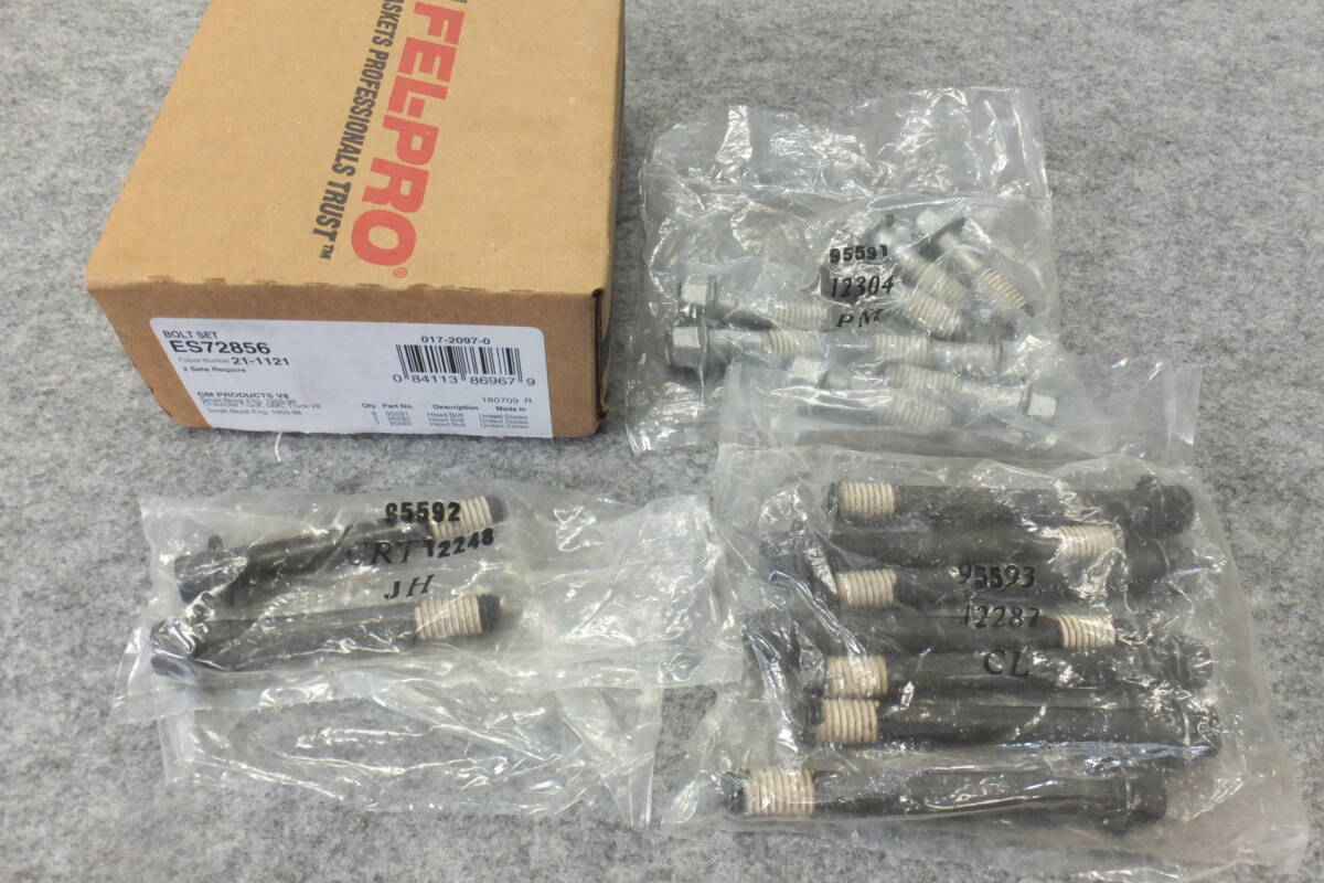 1955-1998 GM V8ヘッドボルトキット Fel-Pro Headbolt Kits #ES 72856　Cylinder Head Hex Head Bolts SBC