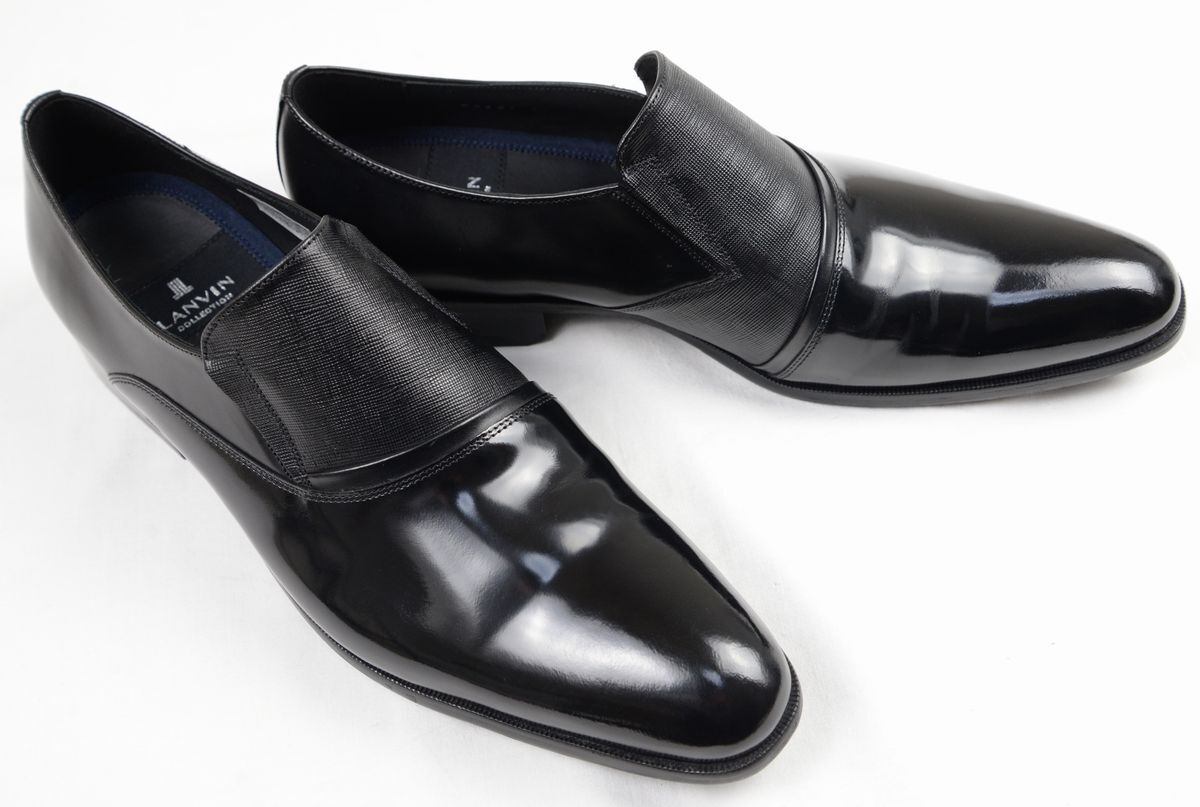 ●LANVIN COLLECTIONランバンコレクション異素材MIXスリップオンシューズローファー(83491,ブラック,27.0)新品