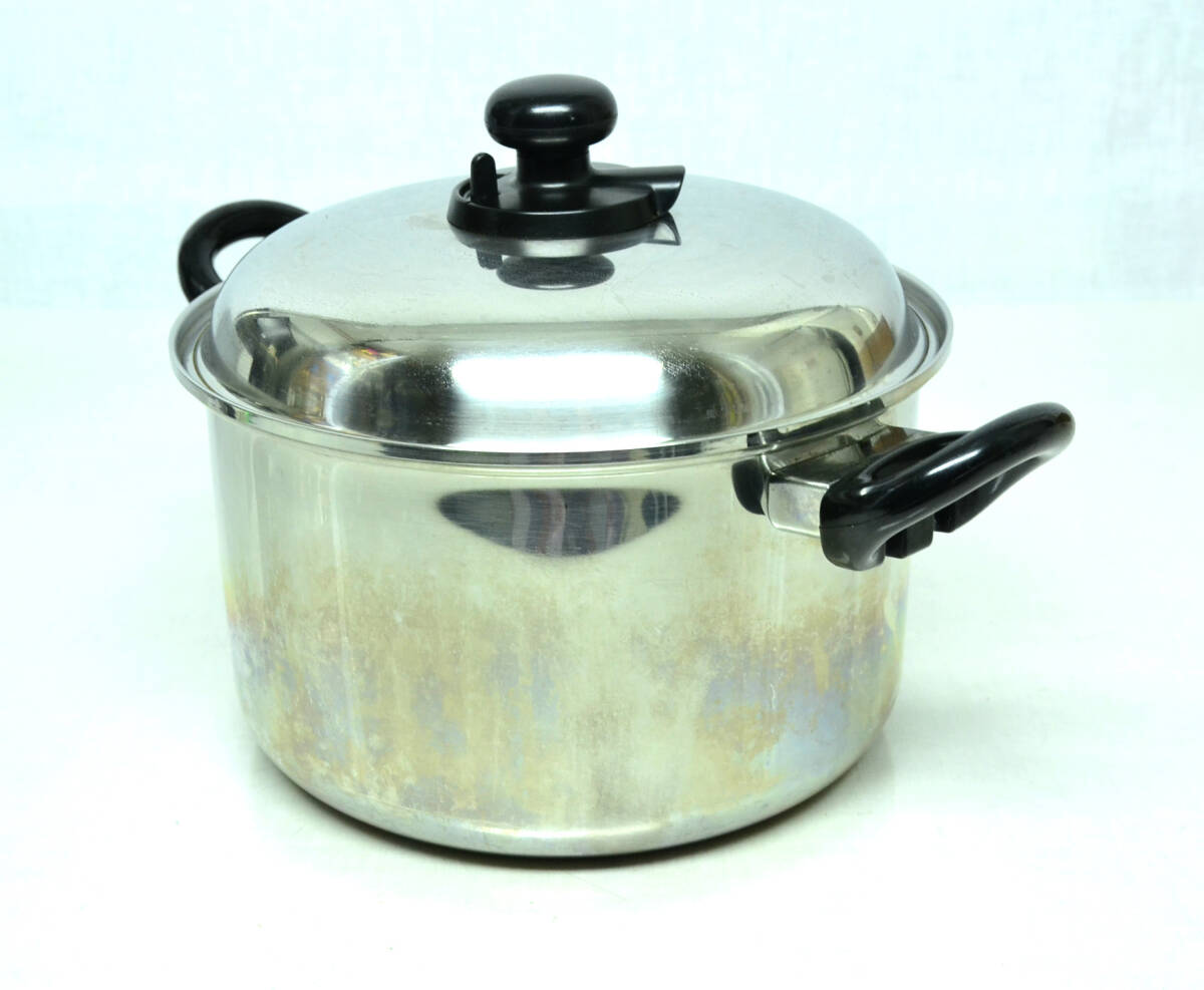 フタ付両手鍋 蒸し器 直径27cm シチュー鍋 おでん鍋 ステンレス 中古良品