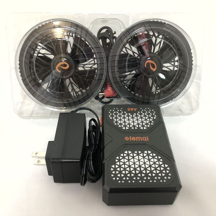 未使用 elemai ファン付作業服対応 ファンバッテリーセット 28V高電圧出力 [jgg]