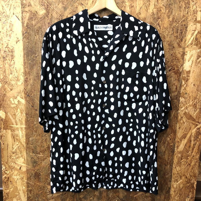 美品 ワコマリア メンズ アロハシャツ ブラック ホワイト ドット柄 表記サイズL [jgg]