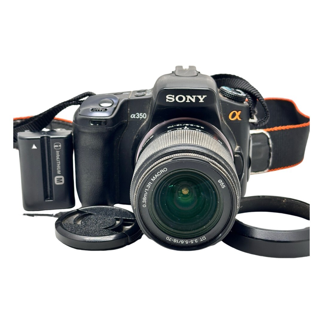 【返品保証】 ソニー Sony α350 DT18-70mm F3.5-5.6 0.38m/1.3ft MACRO Φ55 デジタルカメラ ボディレンズセット バッテリー付き Z5952