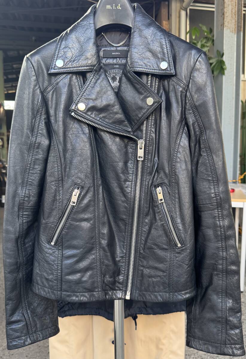DIESEL ディーゼル ライダースジャケット XS ブラック レザー レディース 牛革ジャン