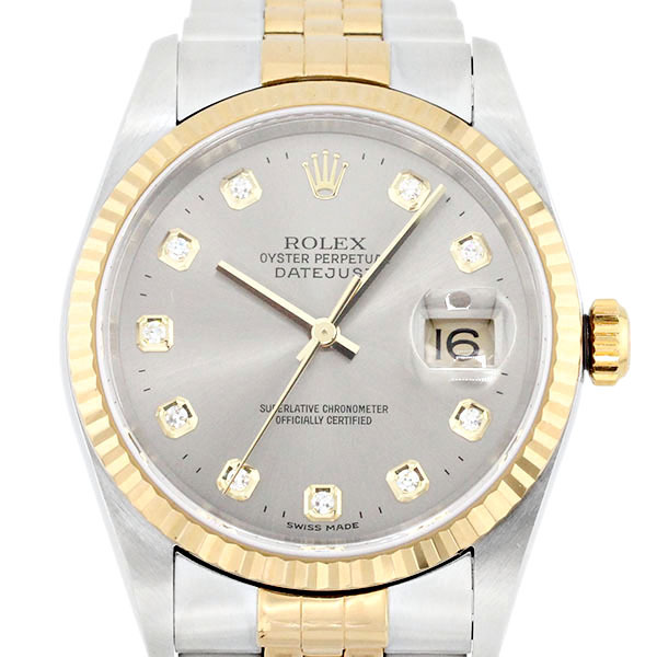 ロレックス ROLEX デイトジャスト 16233G グレーローマン文字盤 P番 SS/YG メンズ腕時計 自動巻き 男性 誕生日 プレゼント ブランド