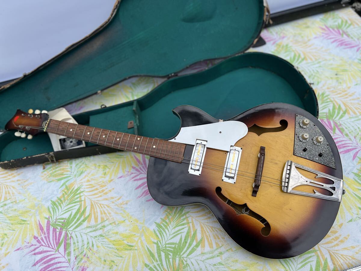 ビンテージ　木曽日本 弦楽器　セミアコースティック ギター ハードケース付　