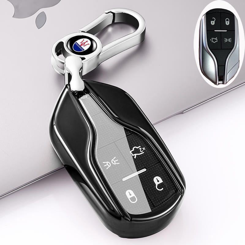 ★最安★マセラティ　キーフック付き　キーカバー　キーケース　スマートキー maserati ギブリレヴァンテクアトロポルテ　ボタン面保護付き