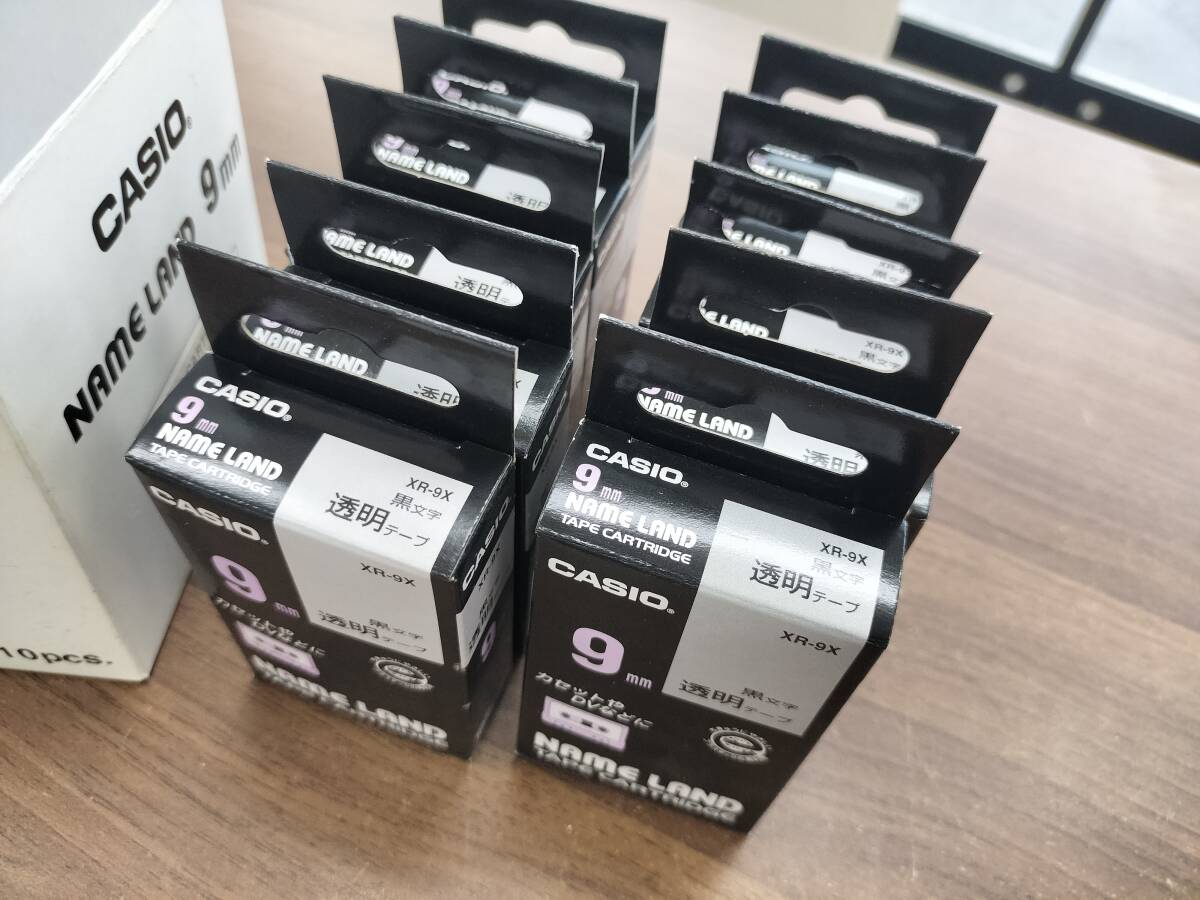 未使用　カシオ ラベルライター ネームランド 純正 テープ XR-９X　黒文字透明テープ　10PCS