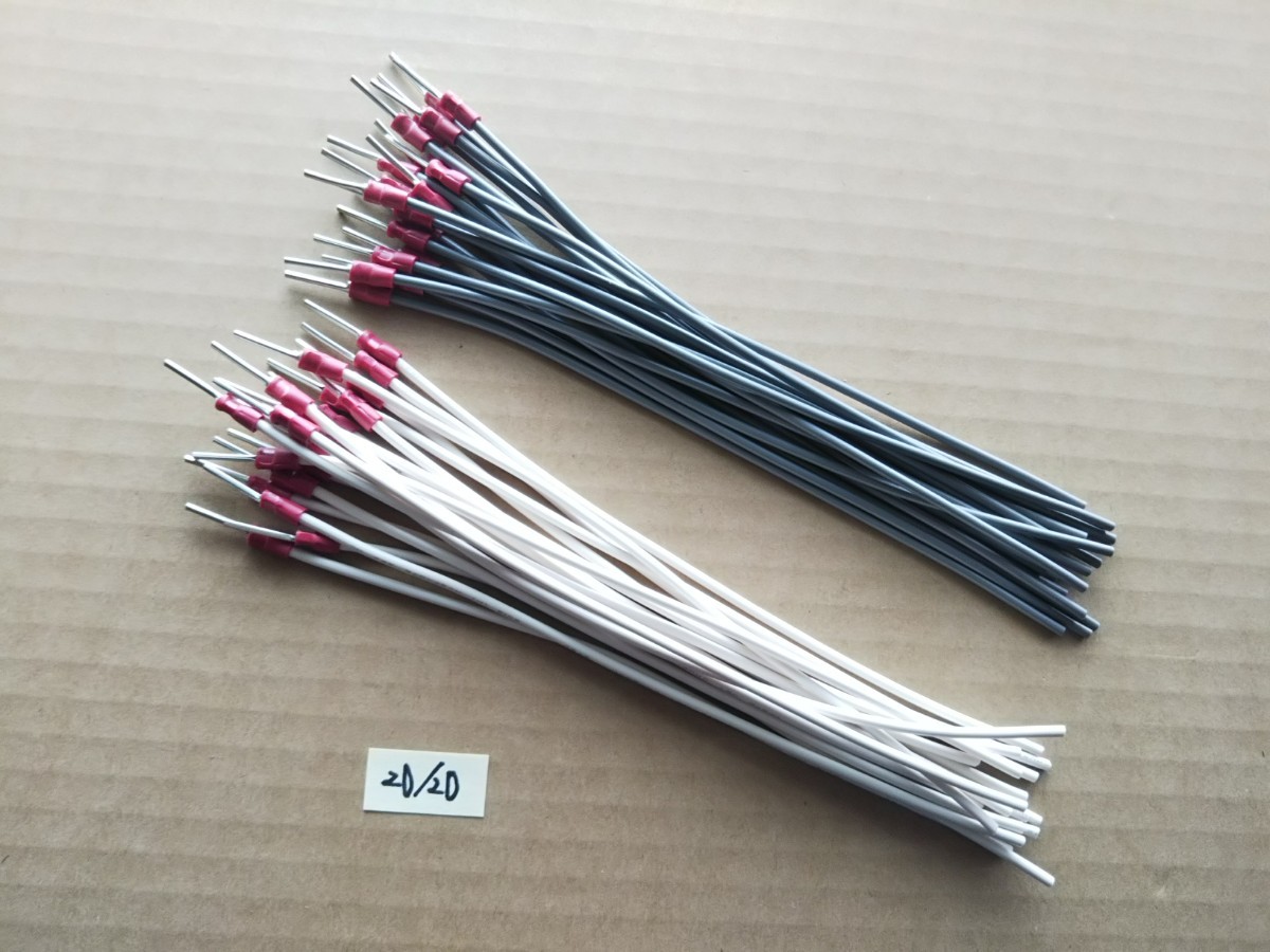 ●送料無料 電線 耐熱電線 HVSF 0.75mm2 棒形端子/棒端子付き 白・灰(20cm×各20本) 機器内配線用 H VSF タイネツ 2018(H)HVSF-0.75-F-NL①