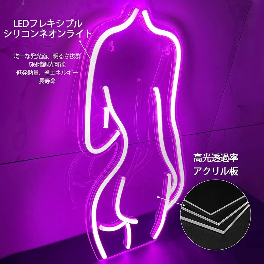 ⑧⑦新品訳あり★ IMEGINA LED LADY BACK (ライト色　ピンク) ネオンサイン LEDサインボード 電飾看板 LED看板 看板照明 ディスプレイ