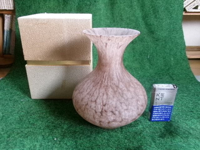 岩田久利 嘉祥 ガラス花瓶 花器 共箱付 直径19cm 高さ24cm 