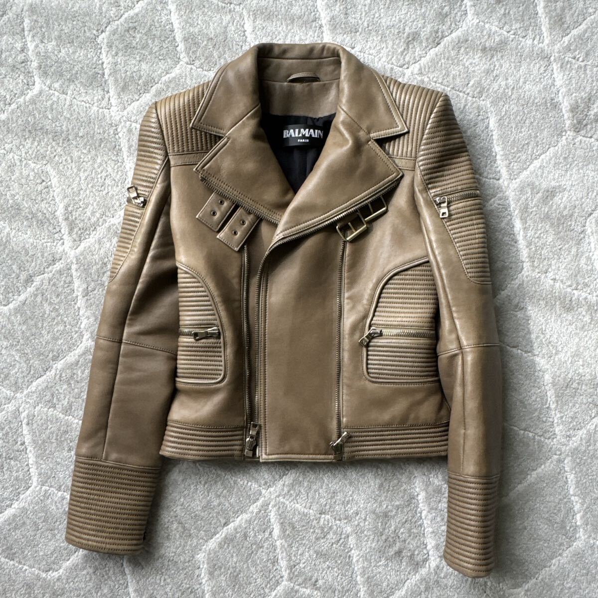 BALMAIN ライダースジャケット ラムレザー 36