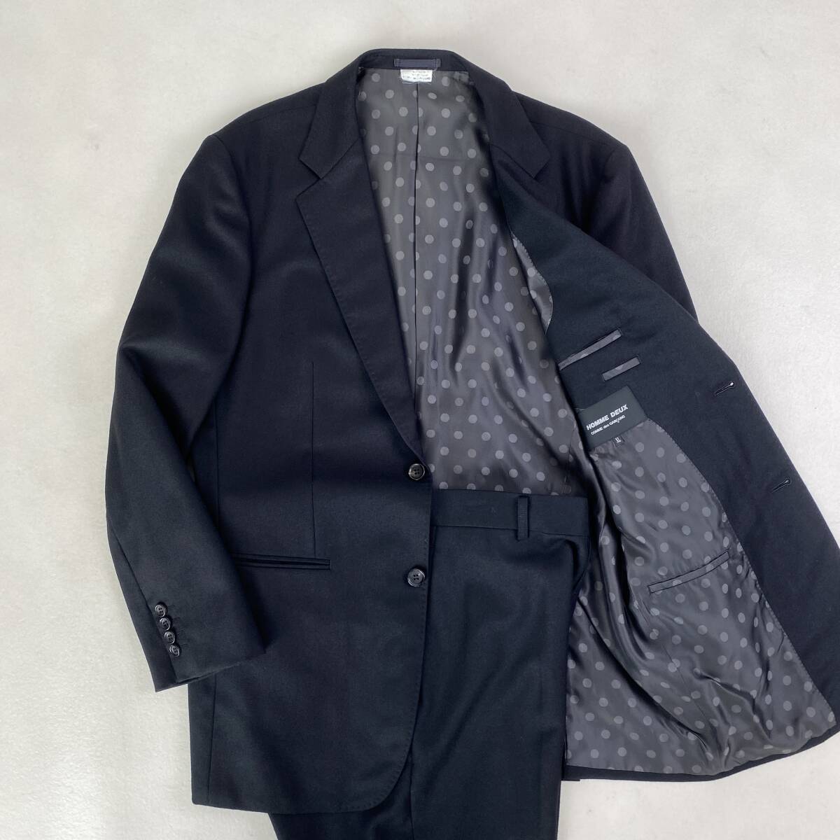 COMME des GARCONS HOMME DEUX　カジュアルスーツ　未使用級 奇跡のXL コムデギャルソンオムドゥ AD2019 近年 現行 黒 ブラック 2B 万能