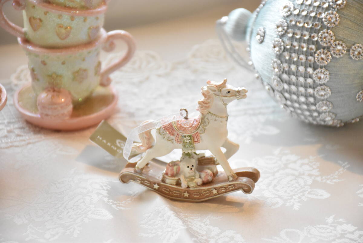 HA8-1*条件付き送料無料も有！*ミニロッキングホースオーナメント*ピンク*パステル*置物*飾り*オーナメント*HARMONIER*ハルモニア