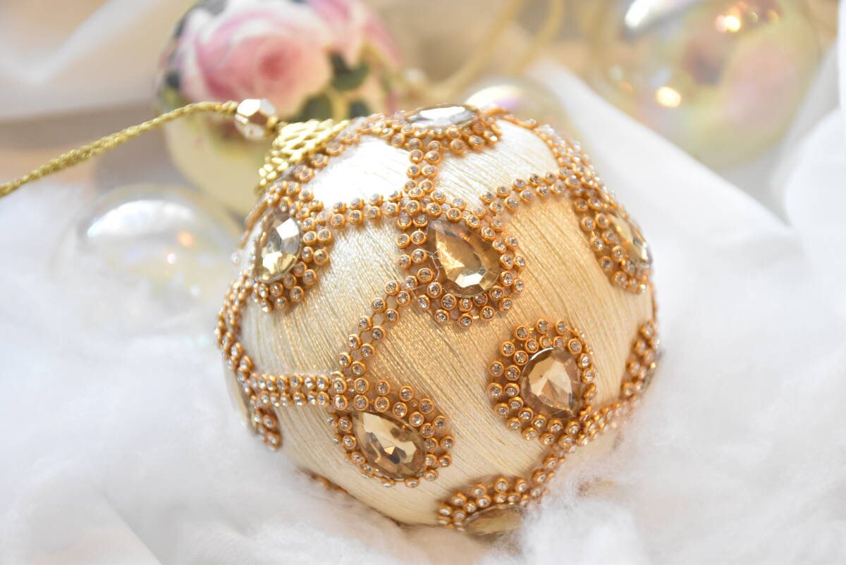 HA10*条件付き送料無料も有！*ジュエル*チョーカー*オーナメント*ホワイト*ゴールド*クリスマスツリー*飾り*オブジェ*Xmas*ハルモニア