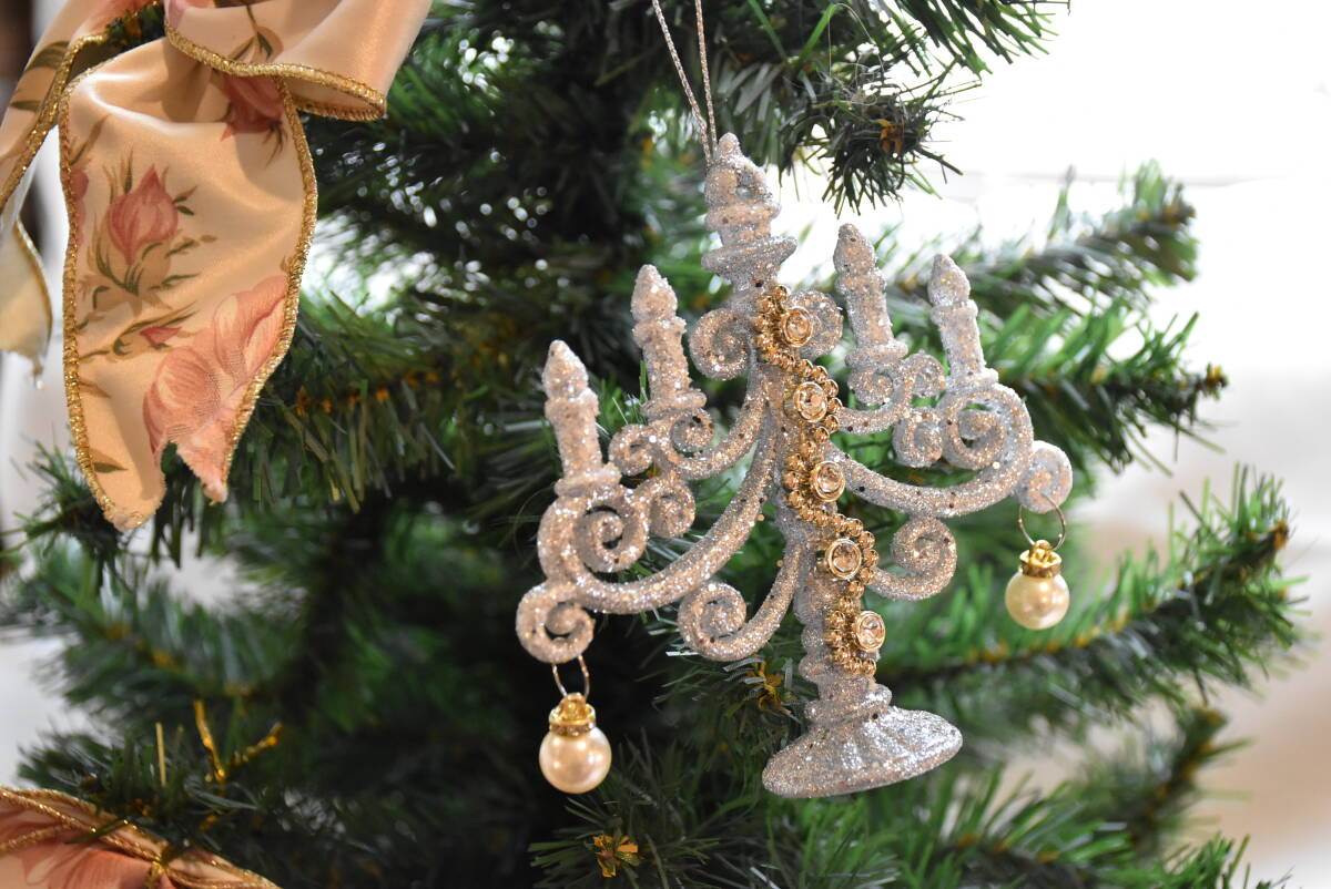 HA11*条件付き送料無料も有！シャンデリアスタンドオーナメント*シルバー*オブジェ*ラメ*飾り*シャンデリア*ハルモニア*HARMONIER