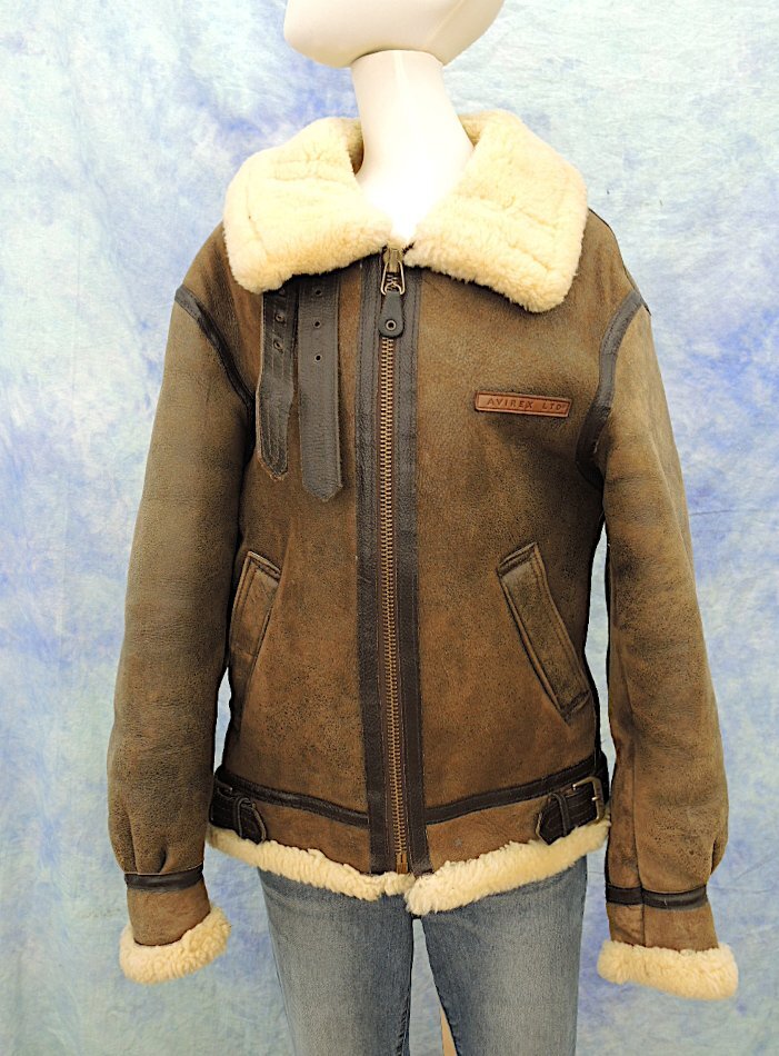 AVIREX B-3 size36 アヴィレックス フライトジャケット ムートン シープスキン MADE IN U.S.A 中古 現状お渡し