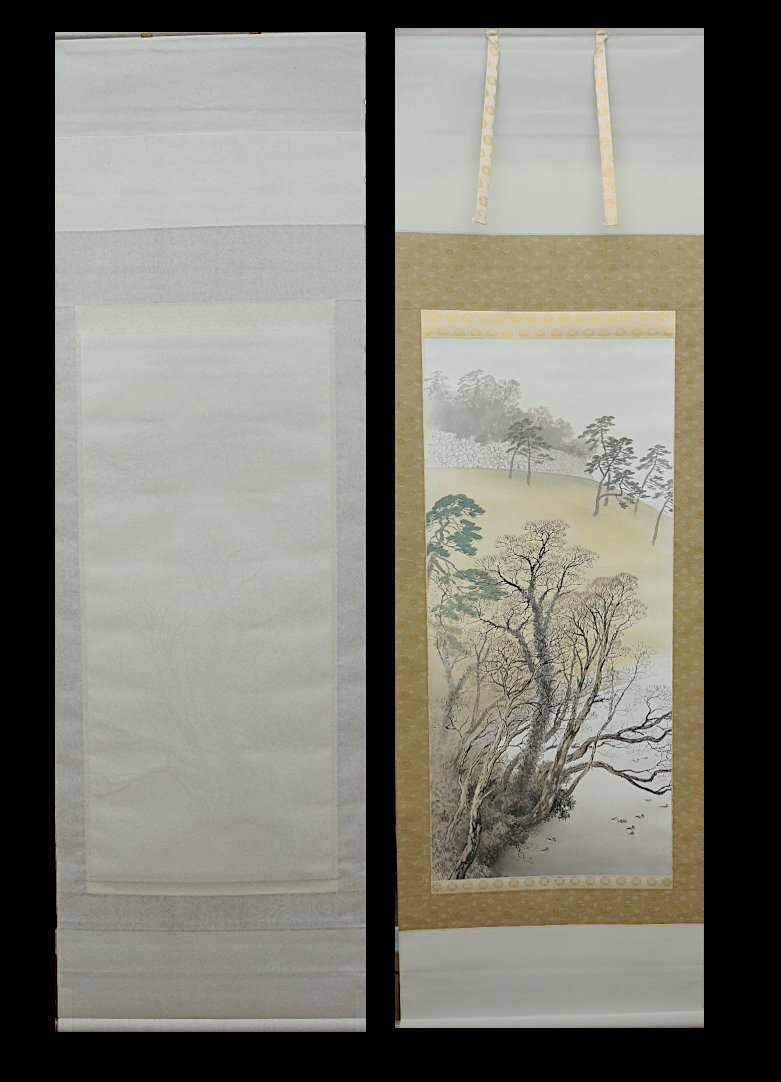 ★【印刷】川合玉堂 御濠之朝 複製画 工芸 絹に印刷 中古品 玉堂美術館監修 インテリア