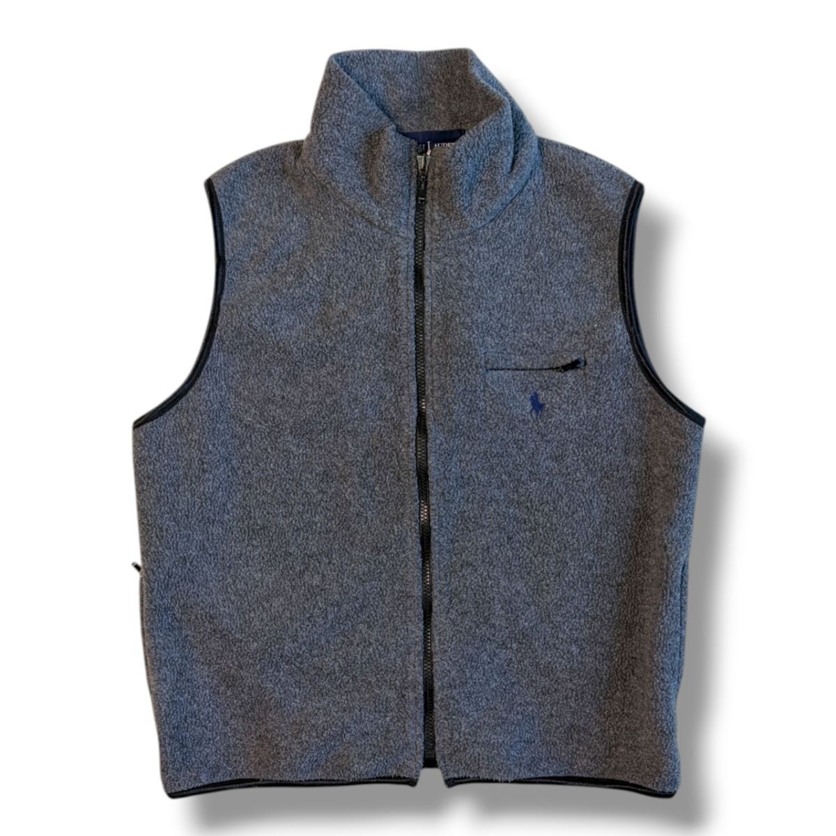 国内正規★ POLO RALPH LAUREN ポロ ラルフローレン ボーイズ ジップアップ フリース ベスト 150 グレー系 レディース VEST ヴィンテージ