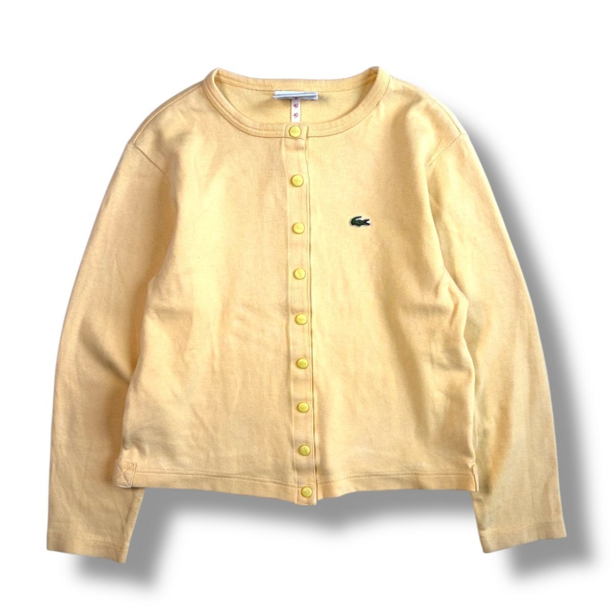 国内正規★ LACOSTE ラコステ レディース ロゴ スナップボタン スウェット カーディガン 40 イエロー系 ジャケット トレーナー パーカー