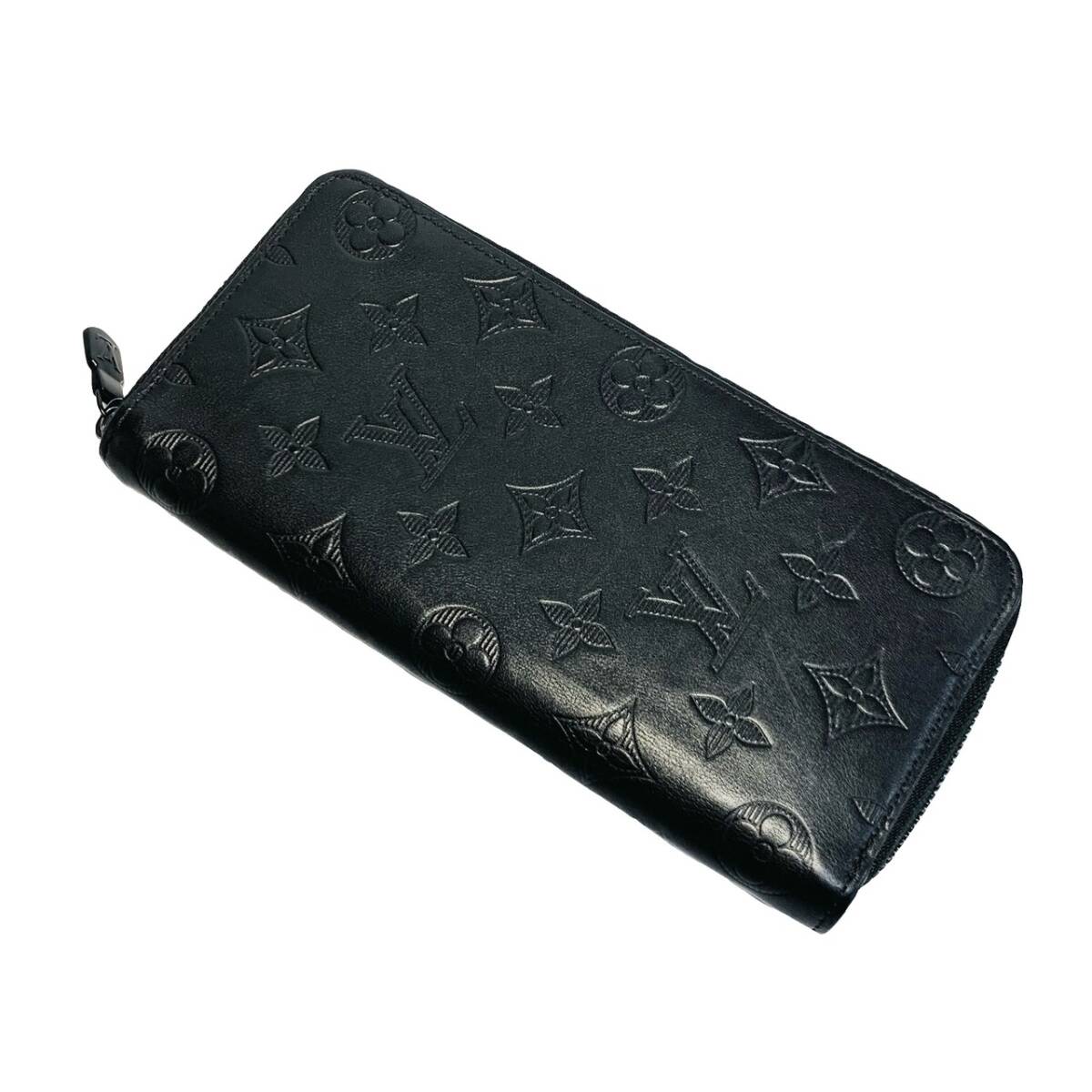 LOUIS VUITTON ルイ ヴィトン モノグラムシャドウ ジッピーウォレット・ヴェルティカル M62902 カーフ ブラック 長財布