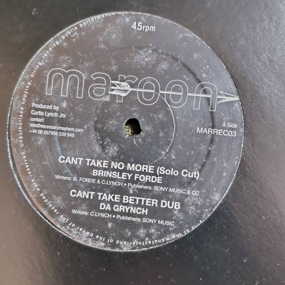 (12inch) Digital Roots Cant Take No More Brinsley Forde from Maroon(UK)