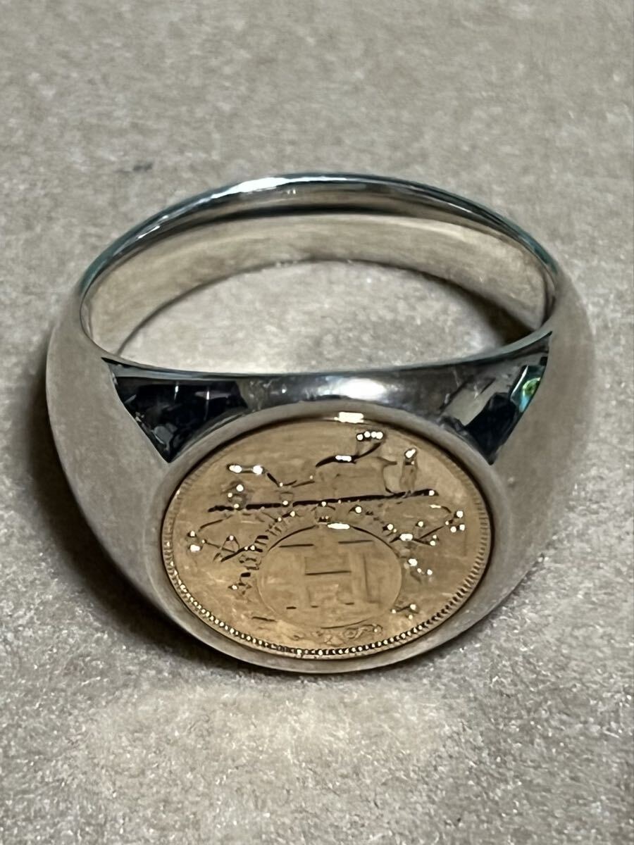 ◆送料無料 美品 貴重でレアなサイズ58のHerms Ex-Libris Chevalier Ring エルメス エクスリブリス シュヴァリエ リング 