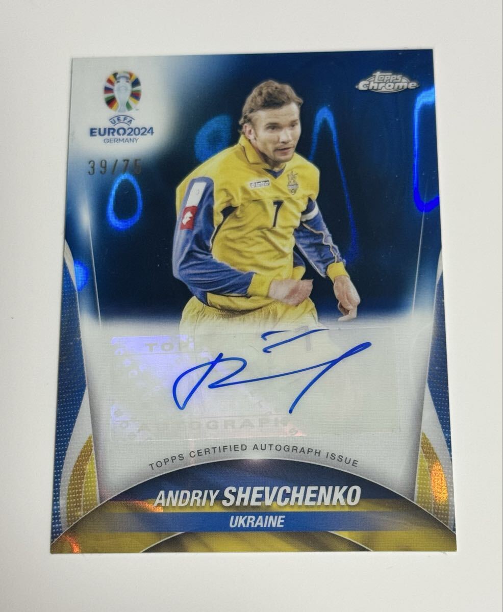 ウクライナ代表 ACミラン topps UEFA シェフチェンコ / Andriy Shevchenko 直筆サインカード Auto 75枚限定