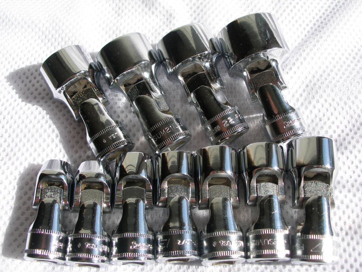 旧ロゴ含む・未使用品！◎ Snap-on スナップオン "FSUM 8/10/12/13/14/15/17/19/21/22/24 計11ヶ・3/8 ・ユニバーサル・6ポイント"