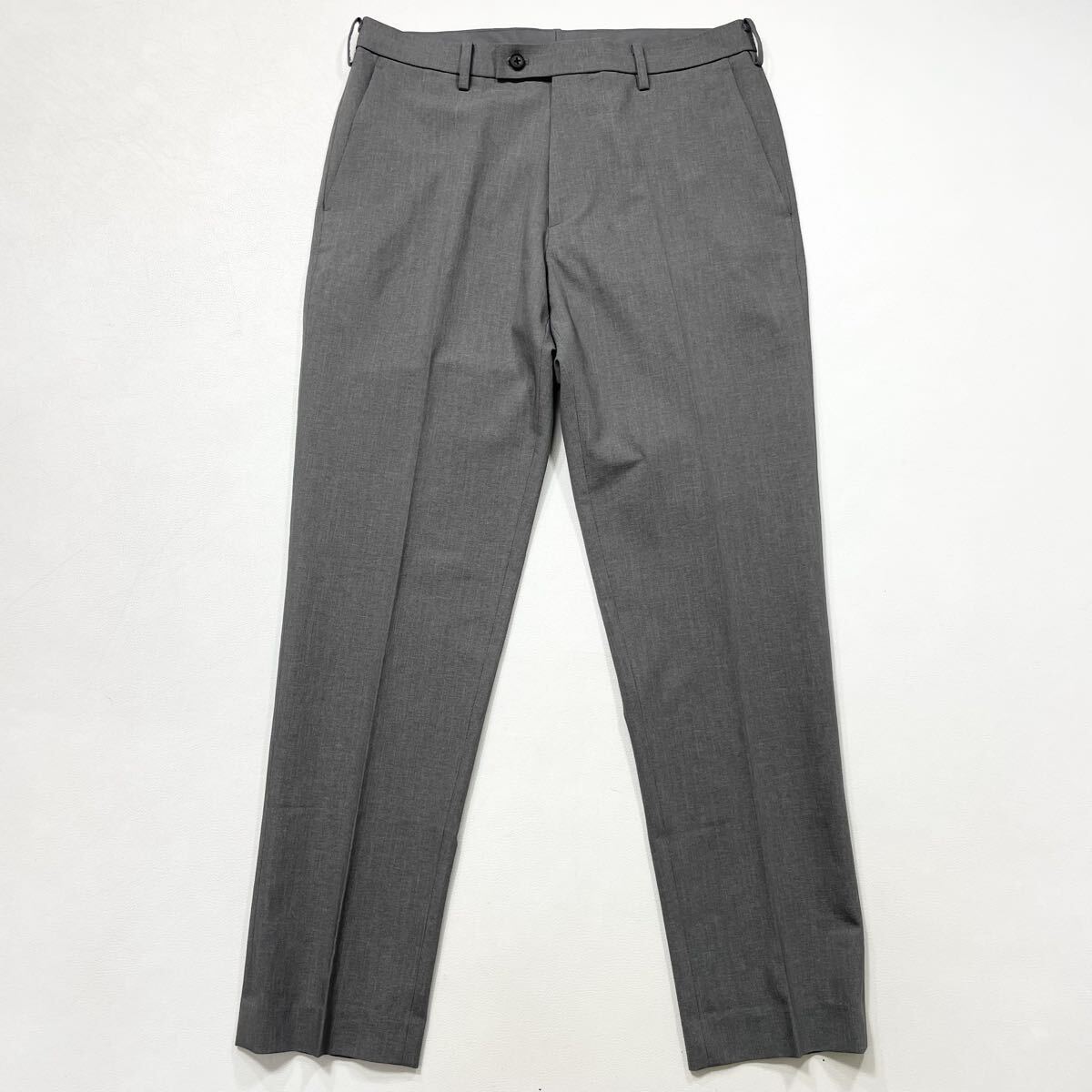 296 美品 UNIQLO ユニクロ 25年製 感動パンツ ウールライク W79 ストレッチ ビジネス オフィス グレー メンズ 51128T