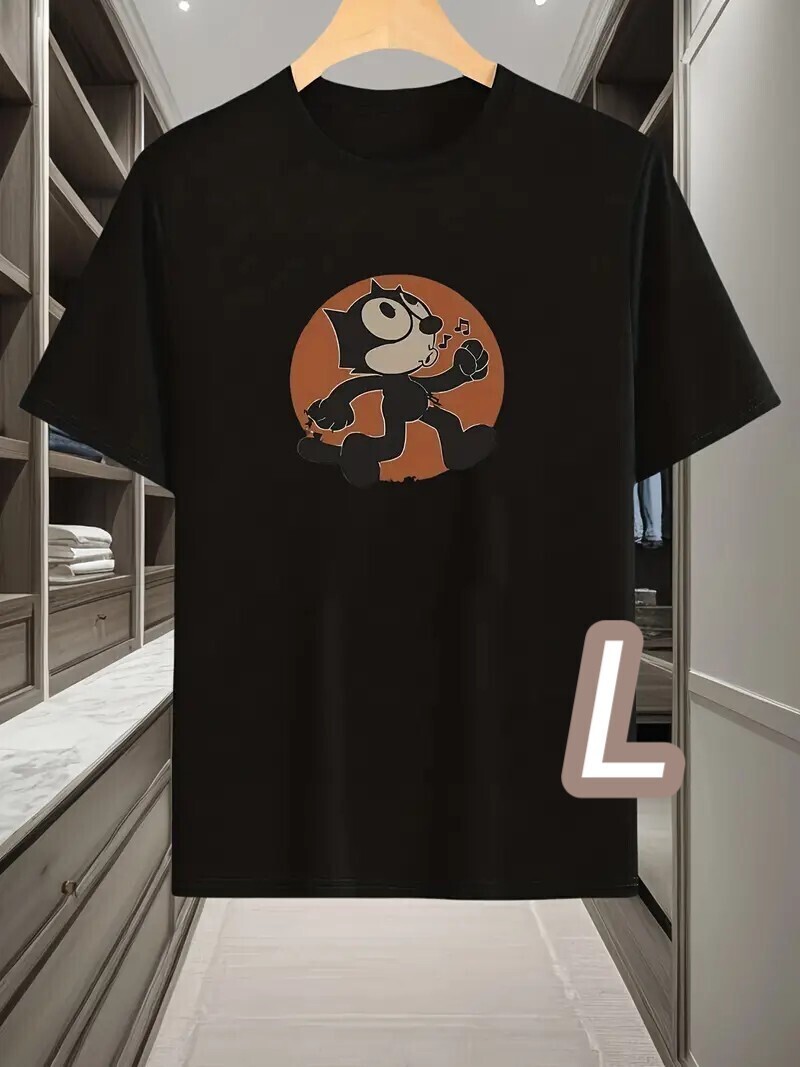 【プレミアムT】黒・Lサイズ《Felix》ドライ●╋サイズ■ビンテージ風Tシャツ