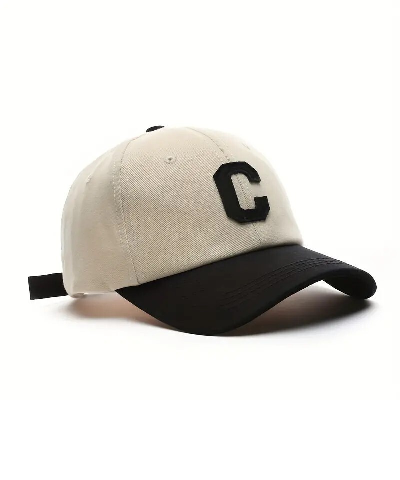 【刺繍キャップ 】帽子●Cベージュ×（ツバ）黒★新品未使用★男女兼用★ 野球帽ハット男女兼用 刺繍 ゴルフ コットン