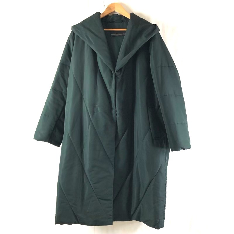 マリナリナルディ MARINA RINALDI コート ロング フード付き マグネットボタン グリーン系 深緑色 17サイズ 975982