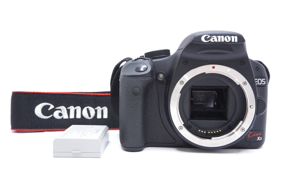 【美品】▽Canonキャノン EOS Kiss X3 ボディのみ (バッテリー・ストラップ付)