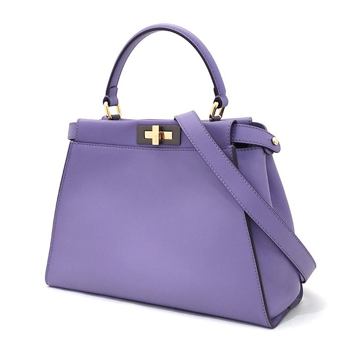 フェンディ(FENDI) ピーカブー レギュラー 8BN290 3ZM FOK13 2wayハンドバッグ レザー カシスパープル ゴールド金具 カード レインカバー