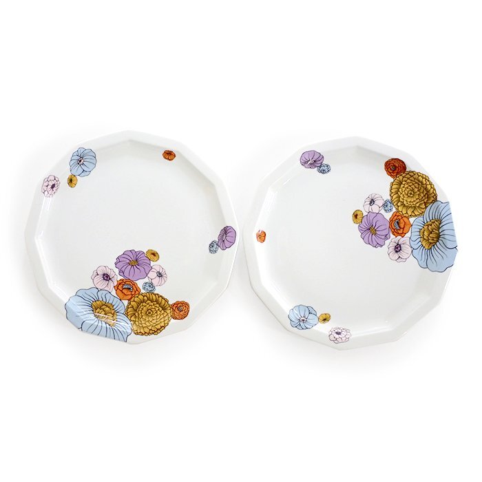 ローゼンタール(Rosenthal) ディナープレート 大皿 26cm 2枚セット スタジオライン パトラス 花柄 ポリゴン ホワイト 食器 ヴィンテージ