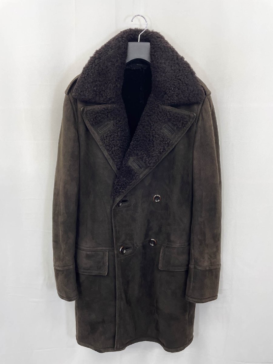 HH美品【トムフォード TOMFORD】BB4O1 TFL496 ダブルブレスト極上のムートンコート オーバーコート(メンズ)48 カーキブラウン系◇17AAA236
